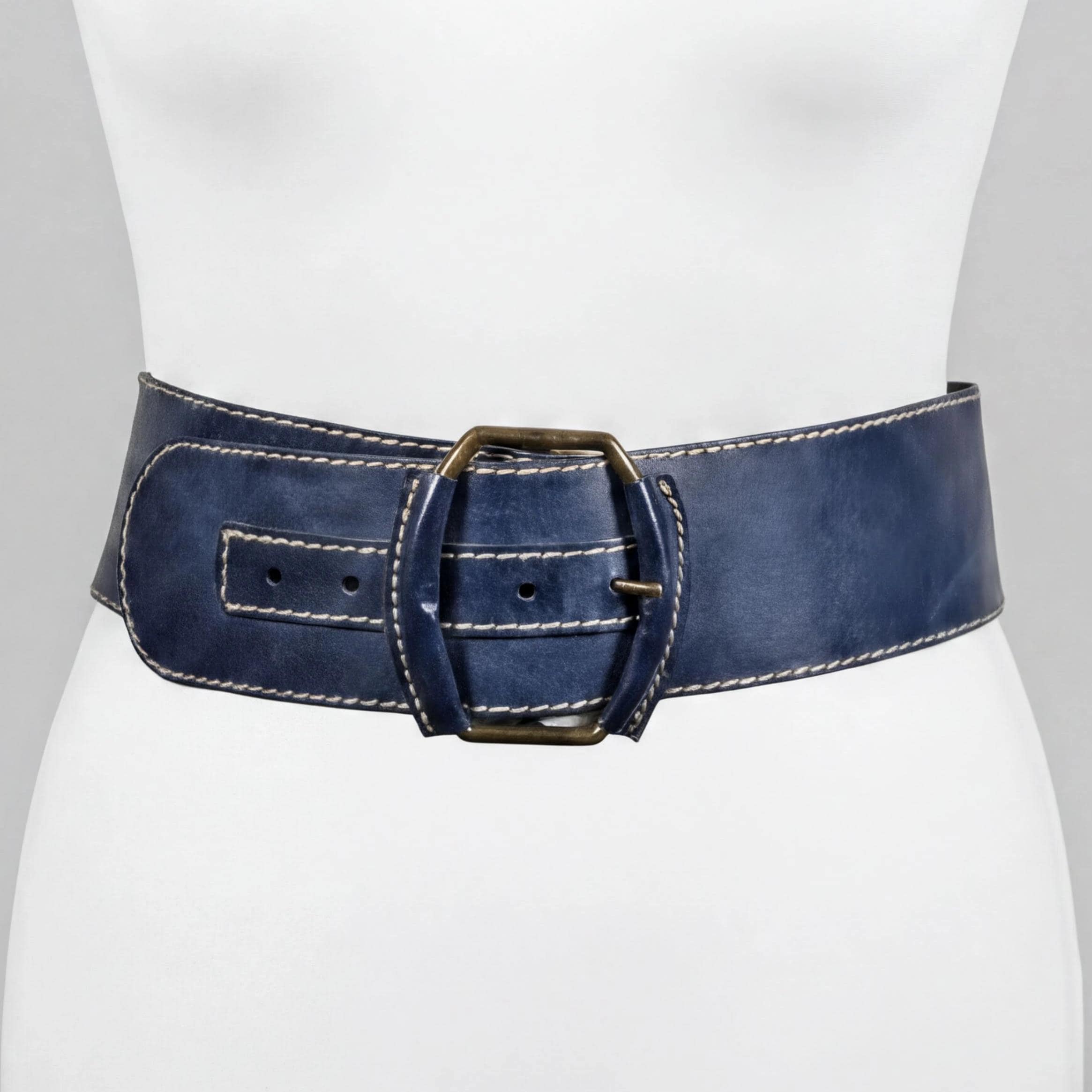 Vintage Neiman Marcus Made in Italy Navy Polka Dot Wide Waist Belt Medium Prada Polka-Dot Marocain Flared Skirt | Neiman Marcus main image 3