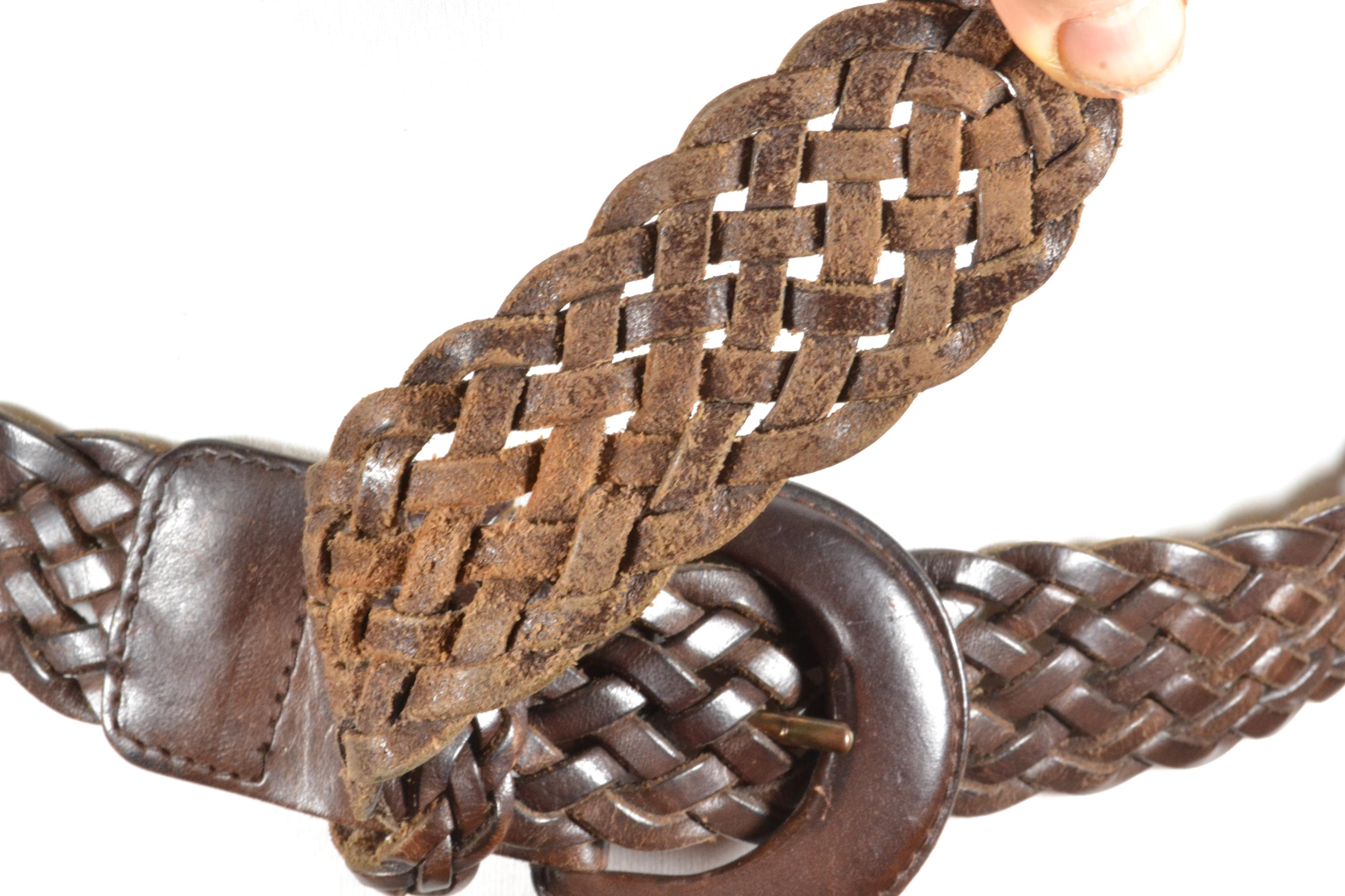 Vintage Bohemian Brown‎ Braided Leather Black Metal Buckle Belt ArtisanBraidedLeatherBelt_7.  main image 2