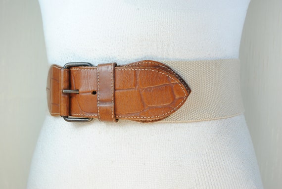 Beige Tan Brown Elastic Stretch Waist Belt for Wo… - image 8