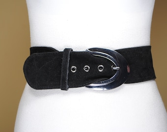 Black Wide Suede Belt for Women, Elegant Soft Suede Waist Belt, Vintage Stylish Boho Belt