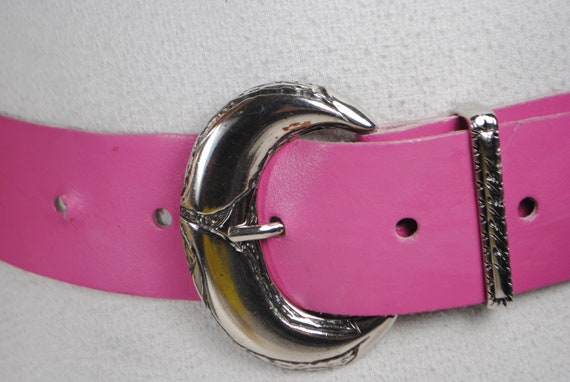 Ruby pink wide leather belt for women - image 6