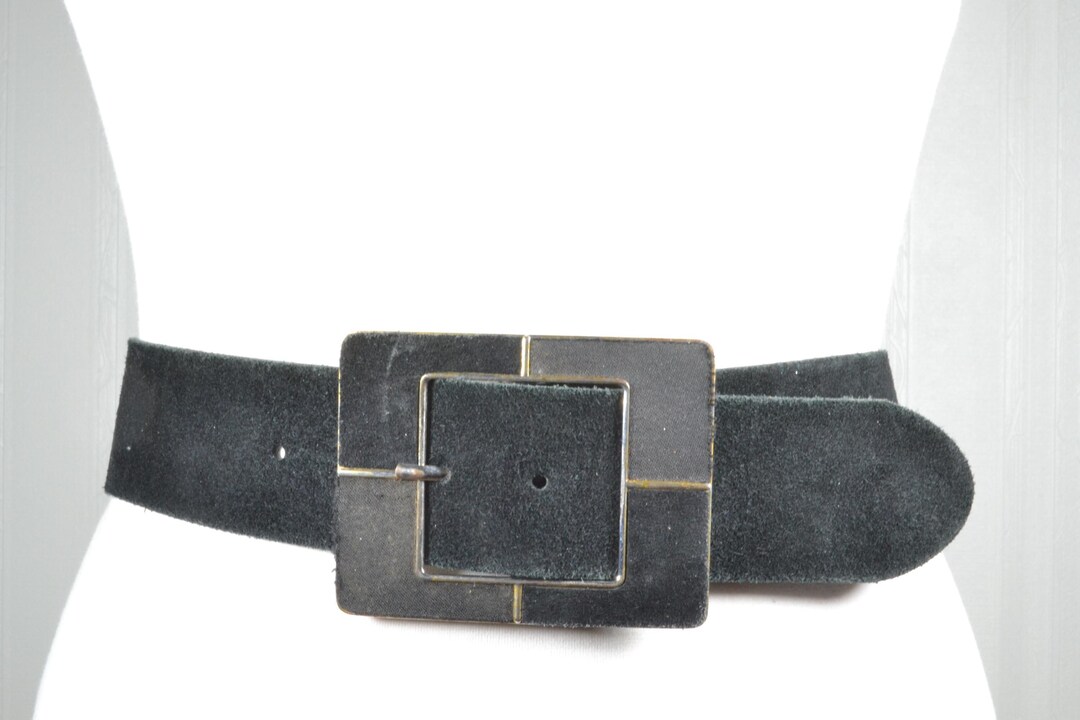 Wide Stretch Suede Belt with Vintage Square Buckle Women main image 4