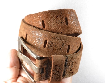 Vtg 80s Olsen Europe Leather Belt Sz M Brown Country Boho  display picture 2