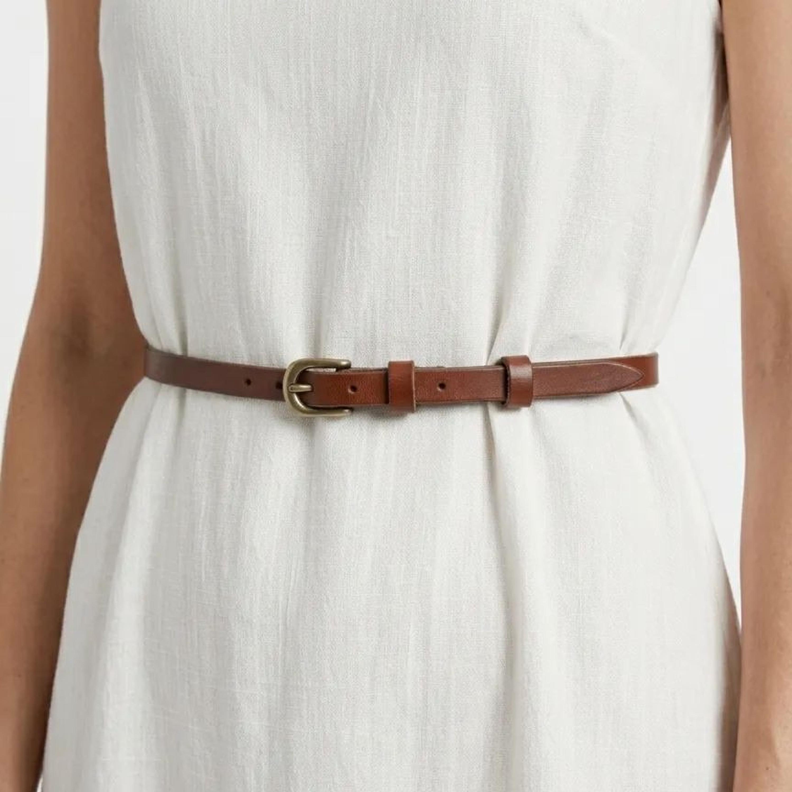 Skinny Leather Belt in Black or Brown