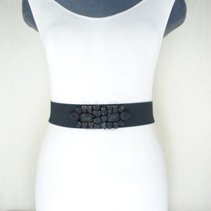 Black elastic waist belt women beaded