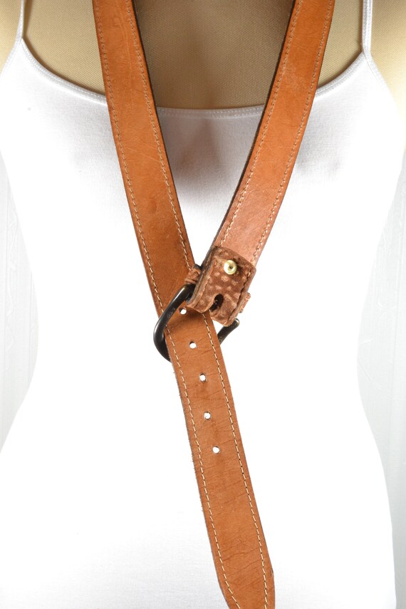Vintage Brown Leather Belt: Skinny Equestrian Style With  display picture 1