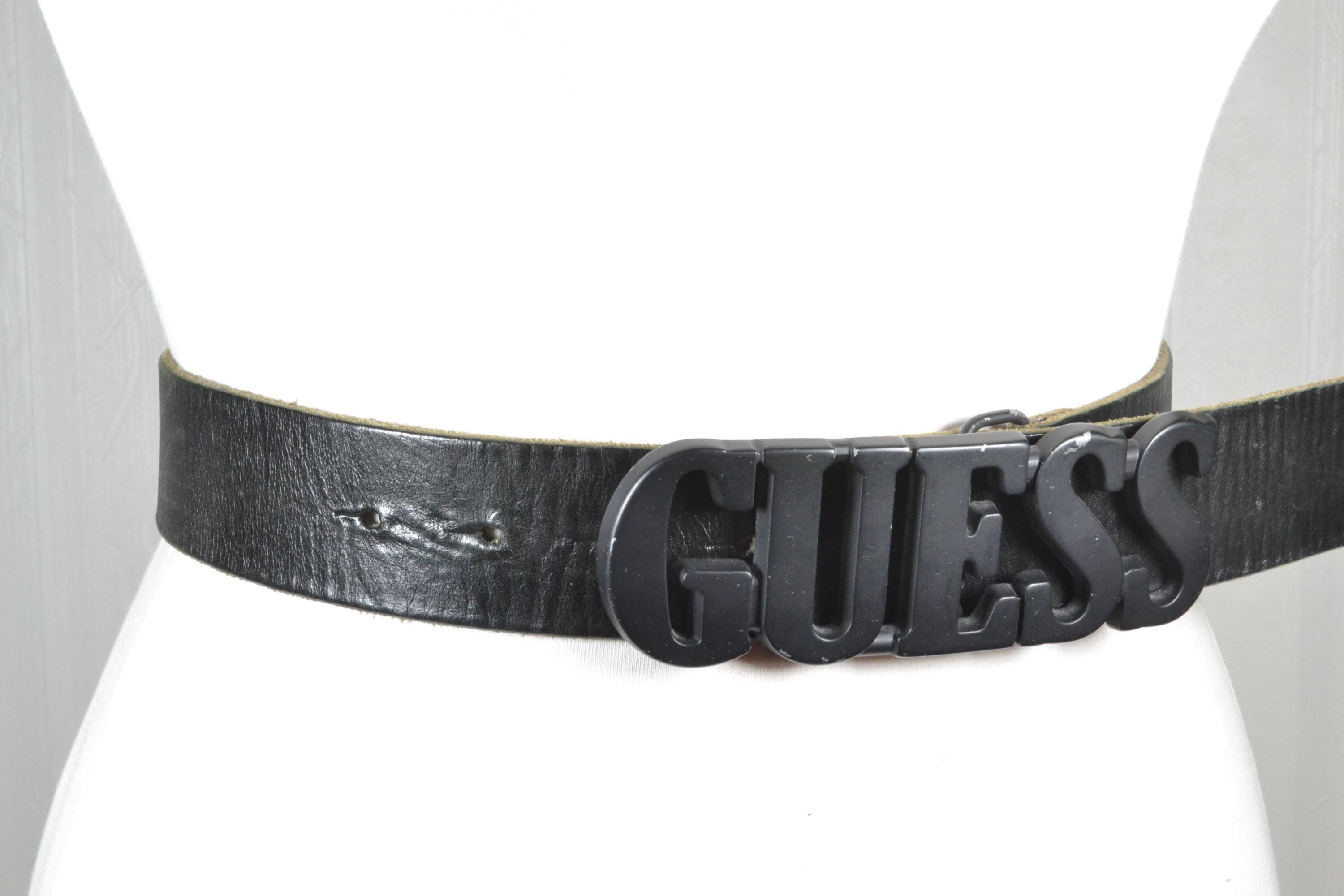 GUESS GEORGES MARCIANO Black Suede Silvertone Concho Belt Korea sz 30 VTG Vintage USA Guess by Georges Marciano Denim Jacket Womens M  main image 2