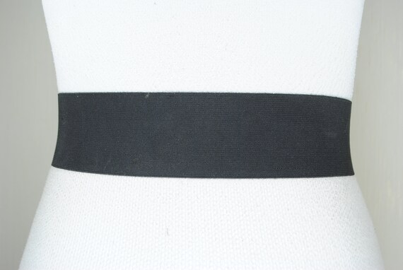 Black elastic Bronze riveted belt for women wide … - image 3