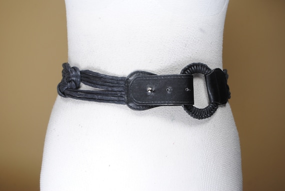 Wide black braided belt with big knots - image 1