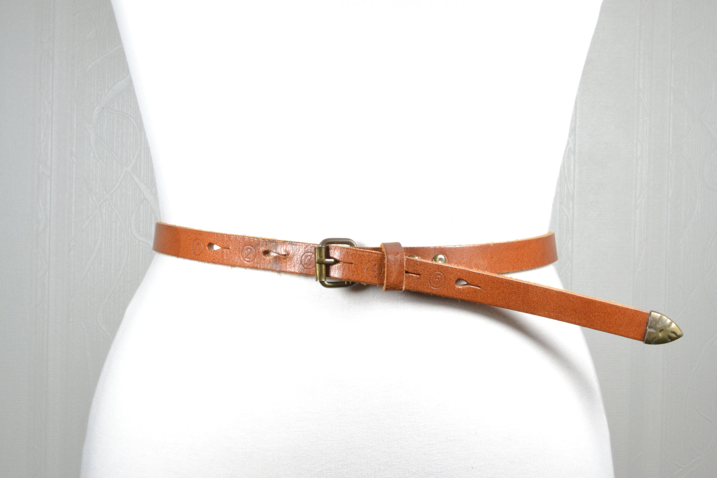 Elegant Luxe Brown Vegan Leather Skinny Slim Belt Women main image 2