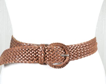 Vintage Chocolate Brown Braided Leather Belt: Boho Style  display picture 2