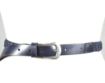 Vintage Wide Blue Braided Belt with Leather Buckle Dreamweaver: Vintage-Inspired Woven Leather Belts | Bed Stu  main image 4