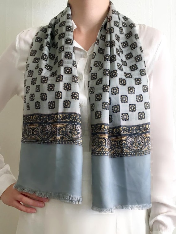 1980s gray blue Men's Retro Neck Scarf