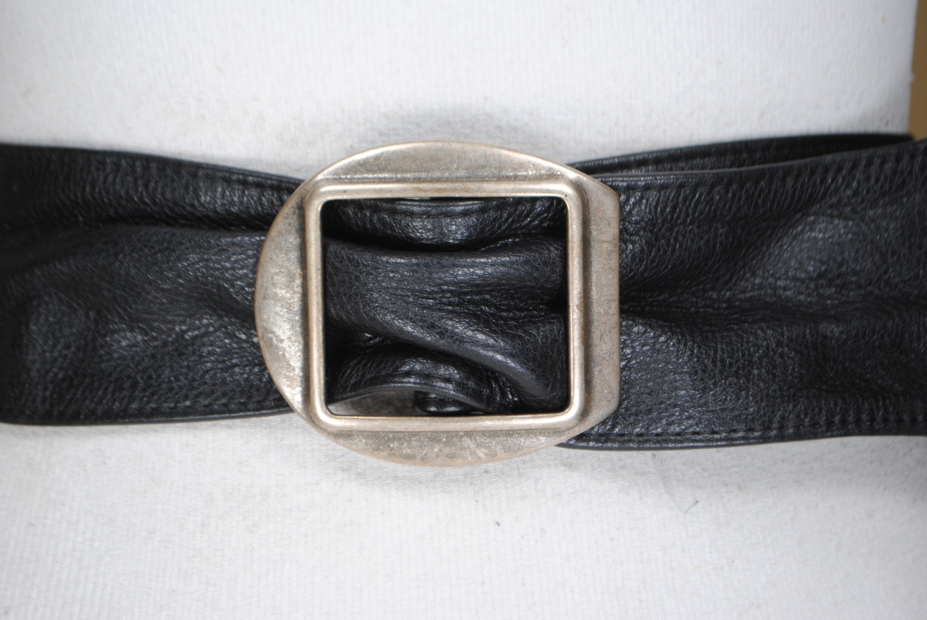 Black 41'' wide cinch soft leather belt for women Etsy