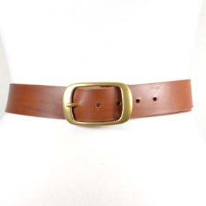 Wide Brown Tan Leather Belt, Boho Brown Belt with Brass Buckle, Bohemian Wide Brown Leather Belt