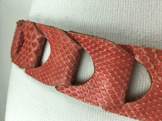 1990s pink python snake skin belt for women - image 2