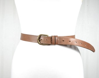 Vintage BURTON belt, Brown tan Leather Belt for women with Bronze Buckle, Cowgirl belt, Western belt