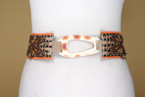 Boho Patchwork Fabric Belt: Handmade Floral Appliqué  display picture 2