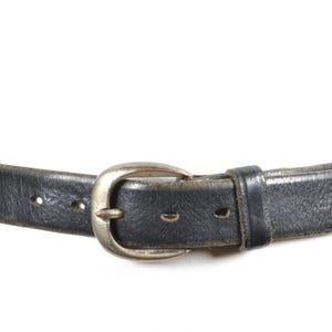 Plain Black Leather Belt, Minimalist Italian Leather Belt, Silver Buckle Belt for Men or Women, Classic Handmade Belt Made in Italy