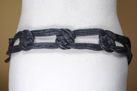 Wide black braided belt with big knots - image 9