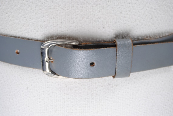 Skinny Gray Leather Belt for Women. Light Grey Tr… - image 9