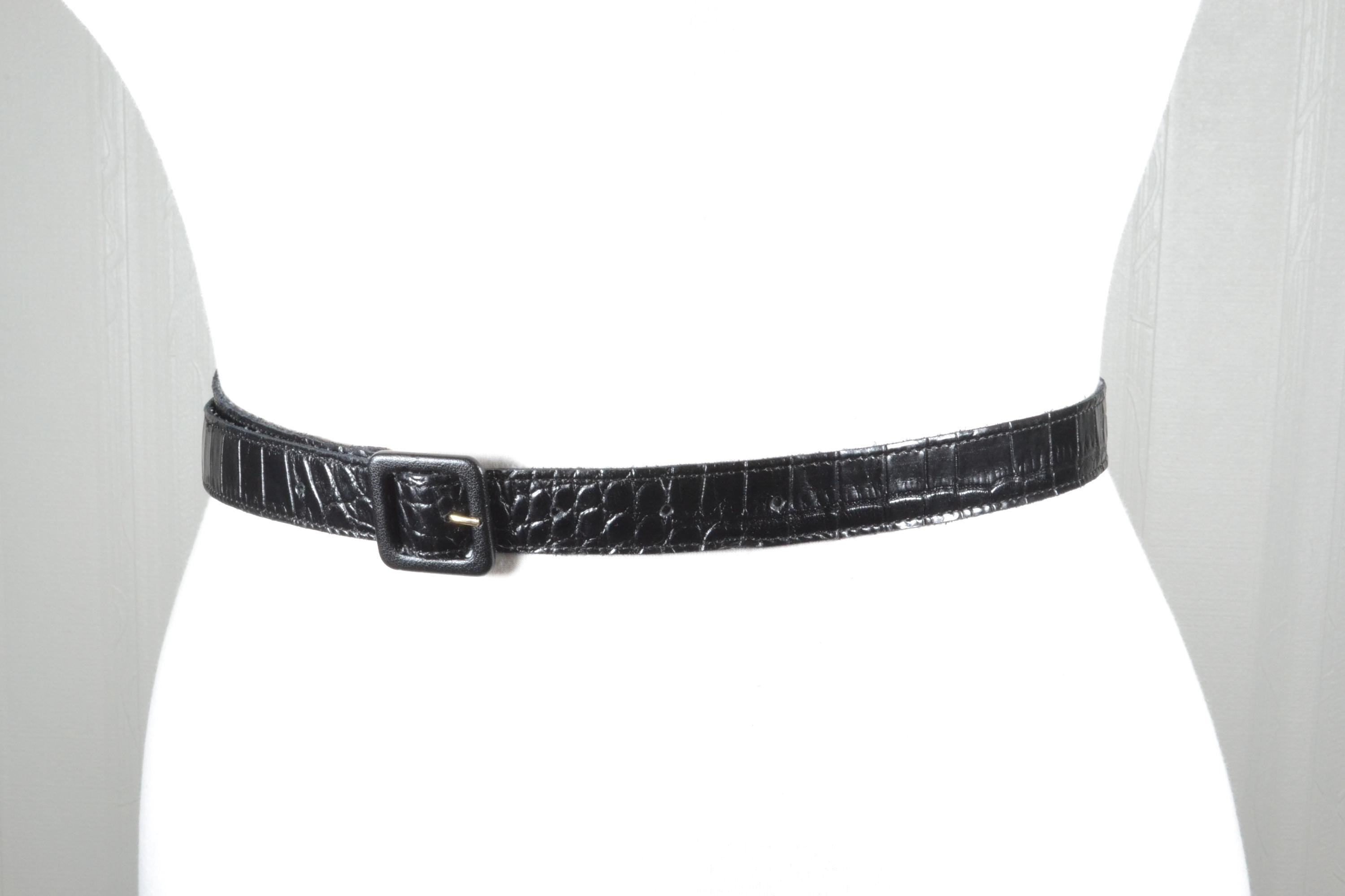 Vintage 90s Black Leather Croc Embossed Wide Waist Belt Boho Goth Y2K Y2K urban boho black crocodile skin / print | Mercari main image 3