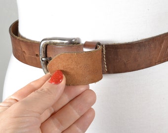 Tan Brown Leather Belt , Vintage Leather Belt - Etsy