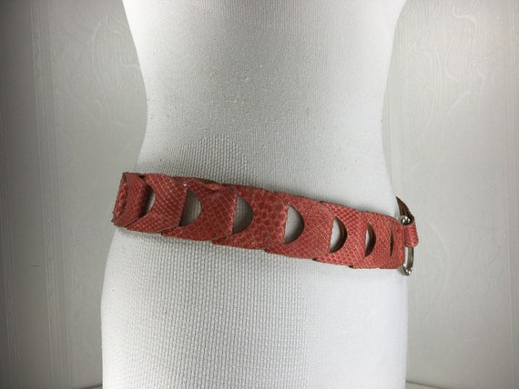 1990s pink python snake skin belt for women - image 4