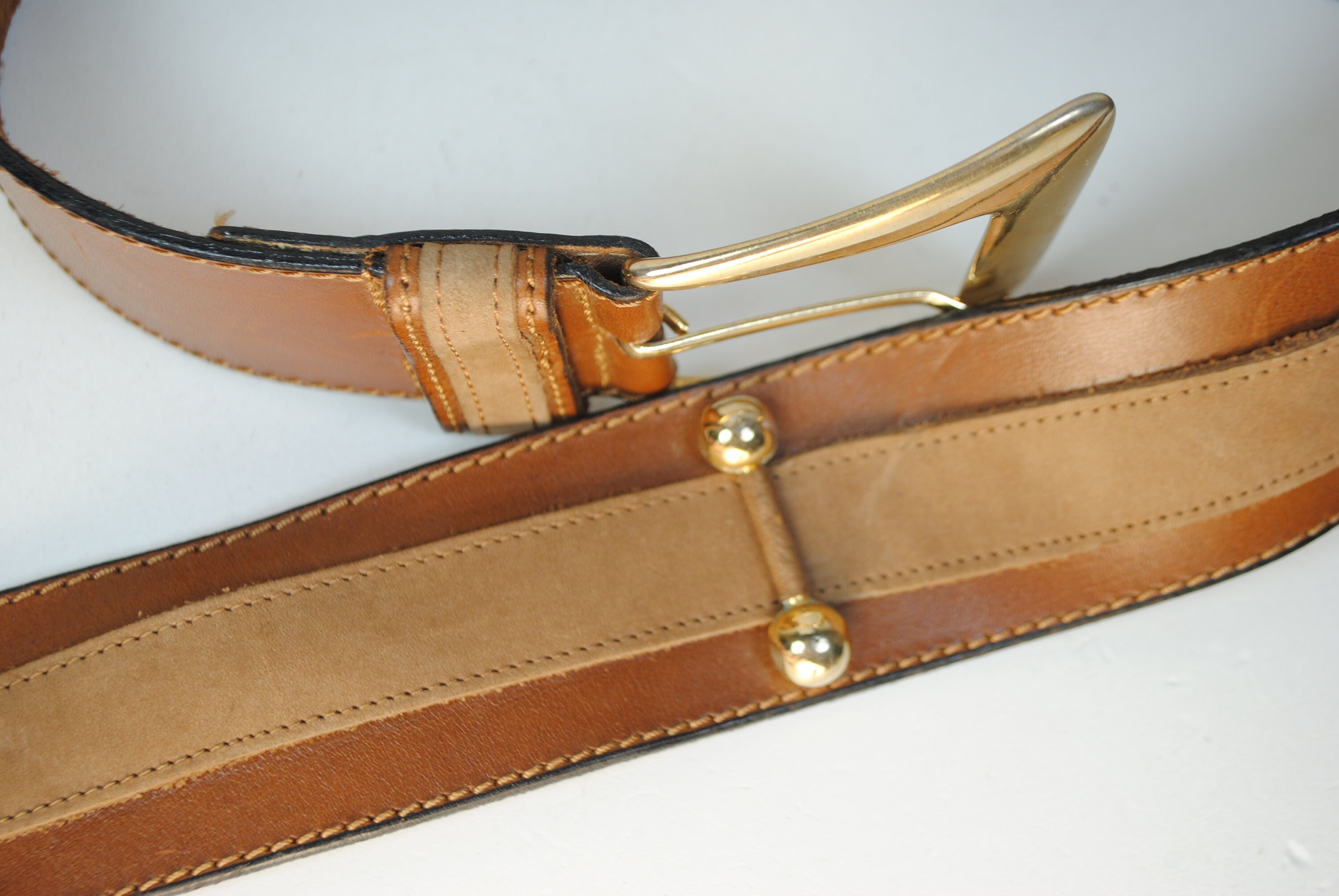 WORTH Tan Leather Gold Buckle Wide Belt XL Modern Belt - Cognac main image 3