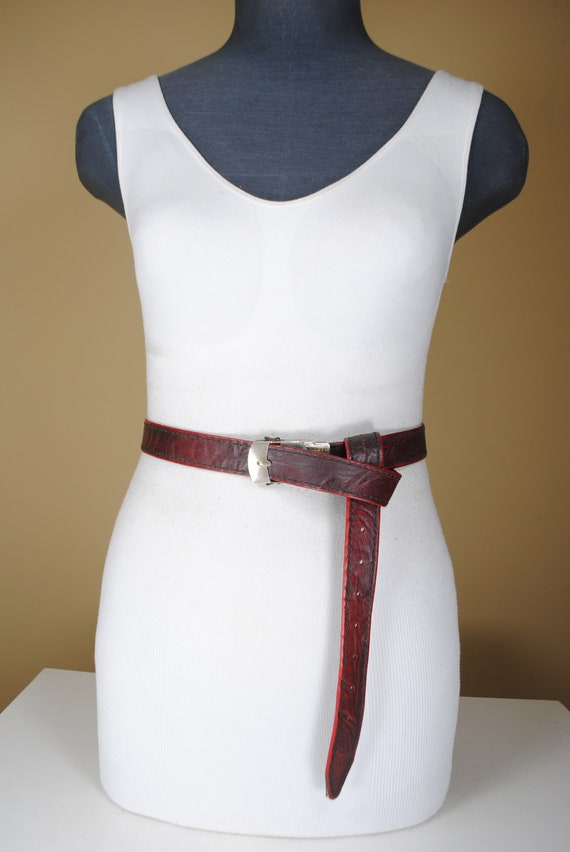 80s 37''-43'' Red Black Vinyl belt for women with… - image 2