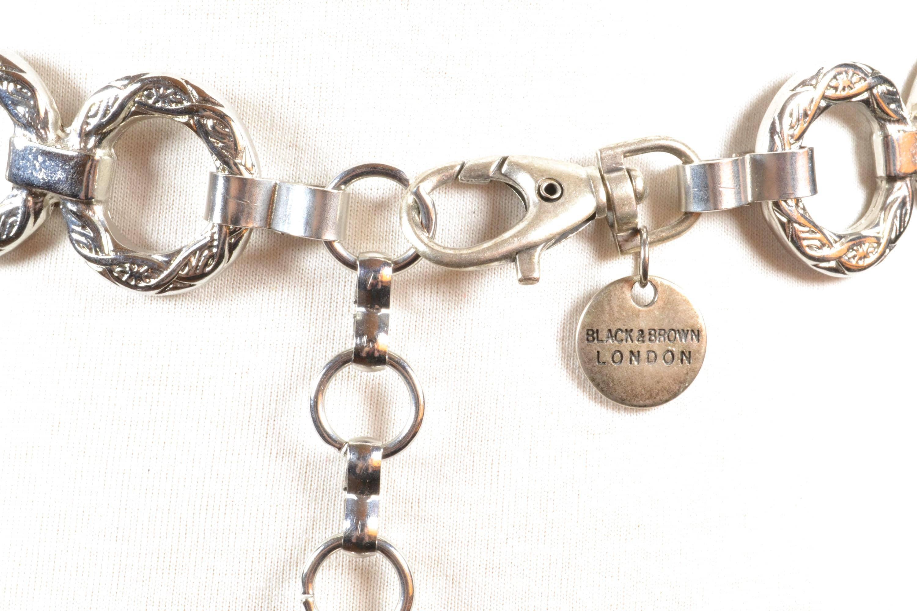Vintage Silver Tone Chain Belt With Dual Lobster Clasps Adjustable Waist Hip Silver-Tone Metal Circle Link Chain Belt Large 39” Length  main image 3