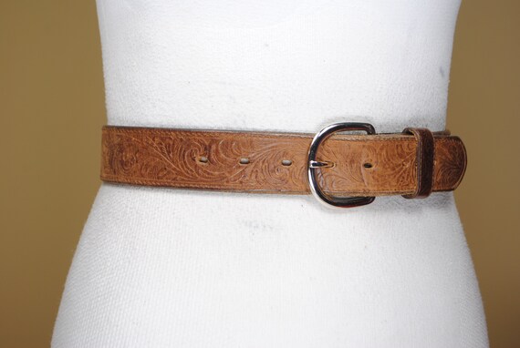 Tooled Leather Belt. Engraved belt, Western Cowgi… - image 5