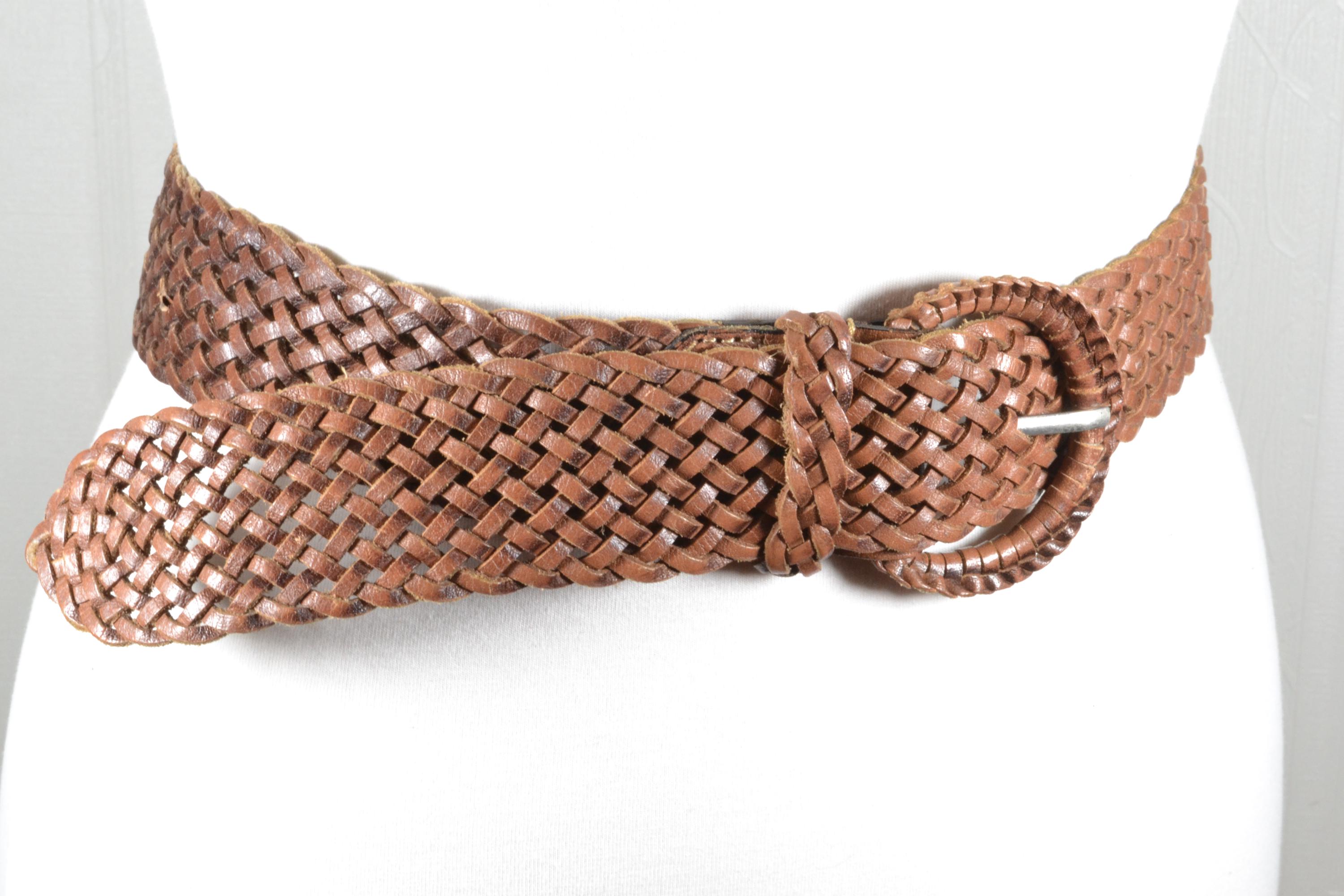 Vintage Chocolate Brown Braided Leather Belt: Boho Style  display picture 2