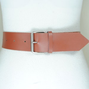 Wide Tan Brown Leather Belt for Women, Classic Adjustable Brown Waist Belt, Stylish Casual Fashion Belt
