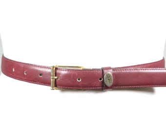 Vintage Yves Saint Laurent Burgundy Leather Belt, YSL Gold Buckle Designer  Waist Belt, Elegant Italian Made Couture Belt