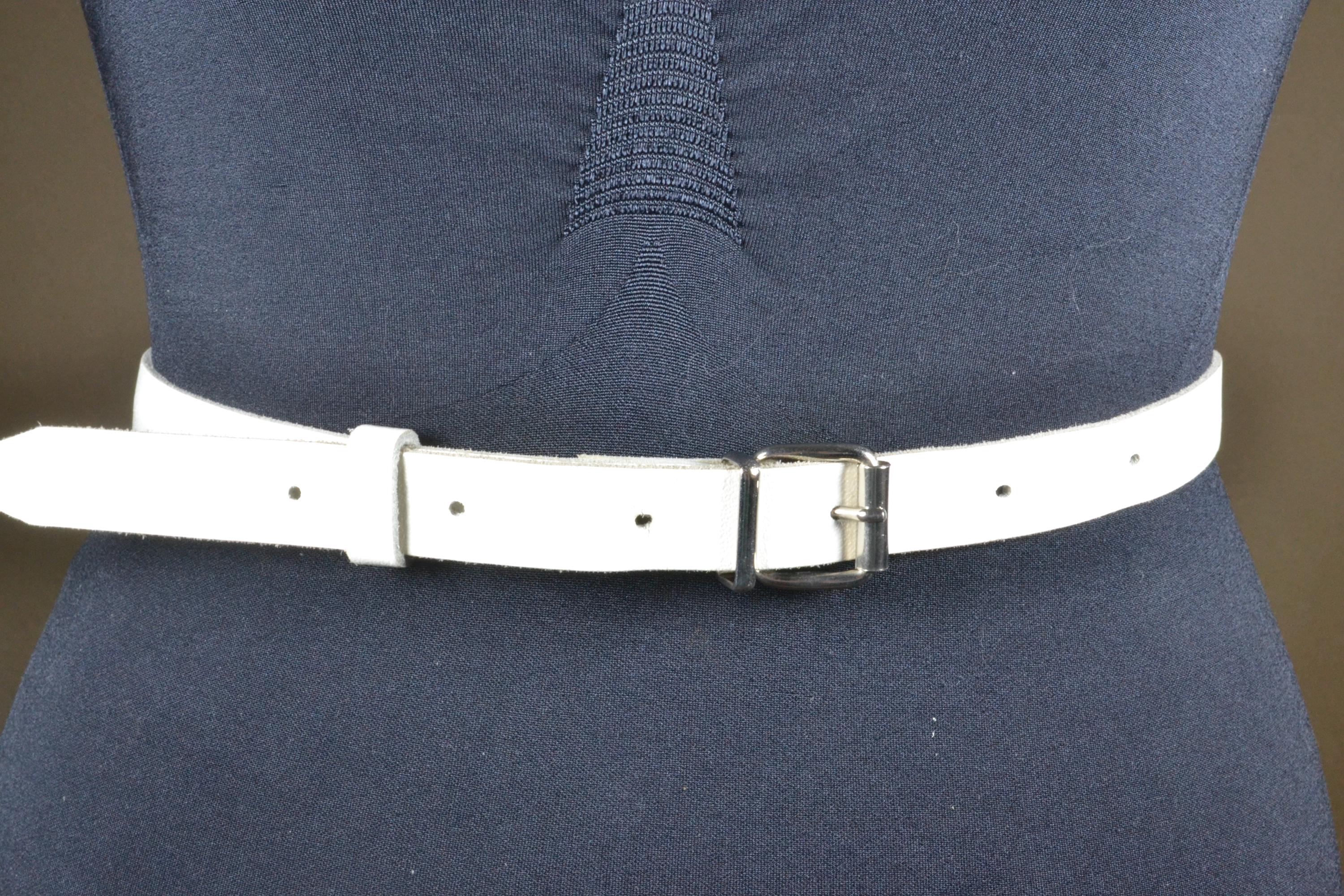 Vintage White Skinny Leather Belt, Minimalist - Etsy