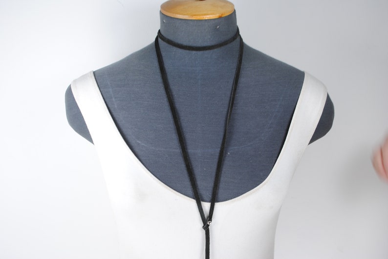 80s Vintage Black Suede Collar for Women