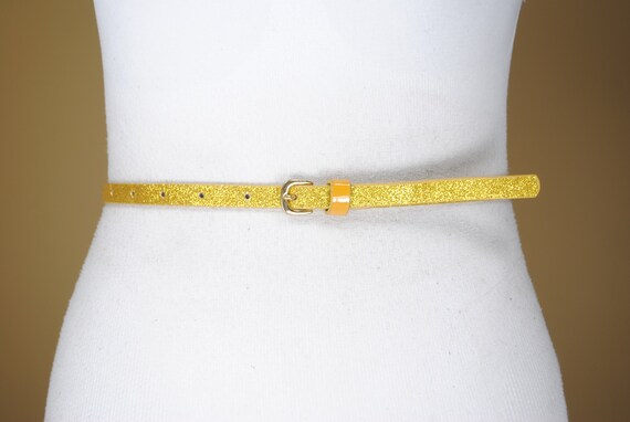 Skinny Gold Sparkly Belt Thin Yellow 