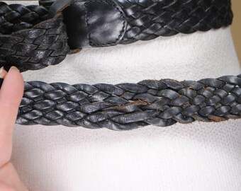 Black Woven Leather Belt: Wide Braided Design - Etsy display picture 1