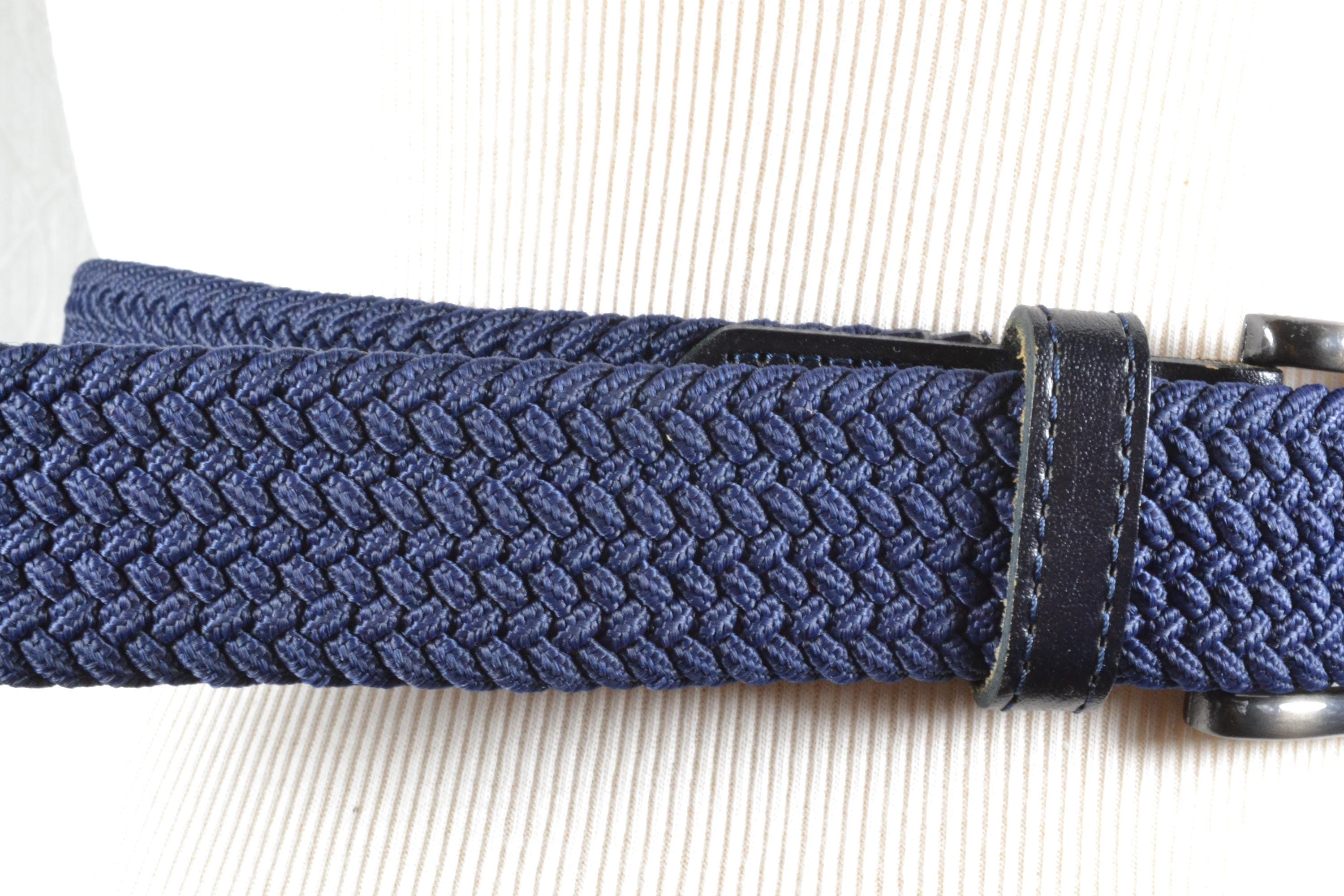 Genuine Leather Braided Belt - navy blue, vintage, M/L Andrea d main image 4
