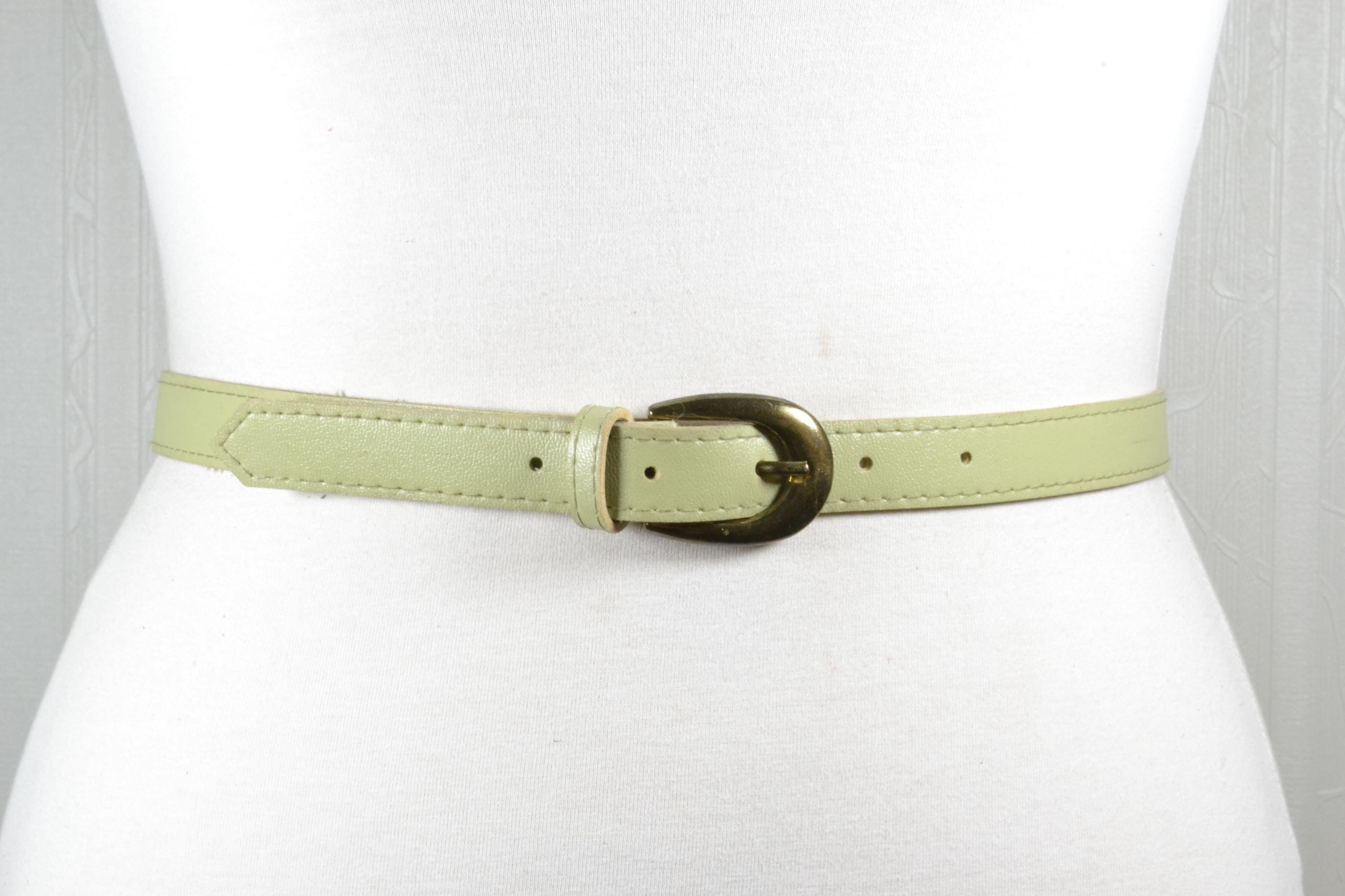 Vintage Boho Gold Shell Buckle Green Leather Statement Belt 40634-hedy-900-green-leather-  main image 4