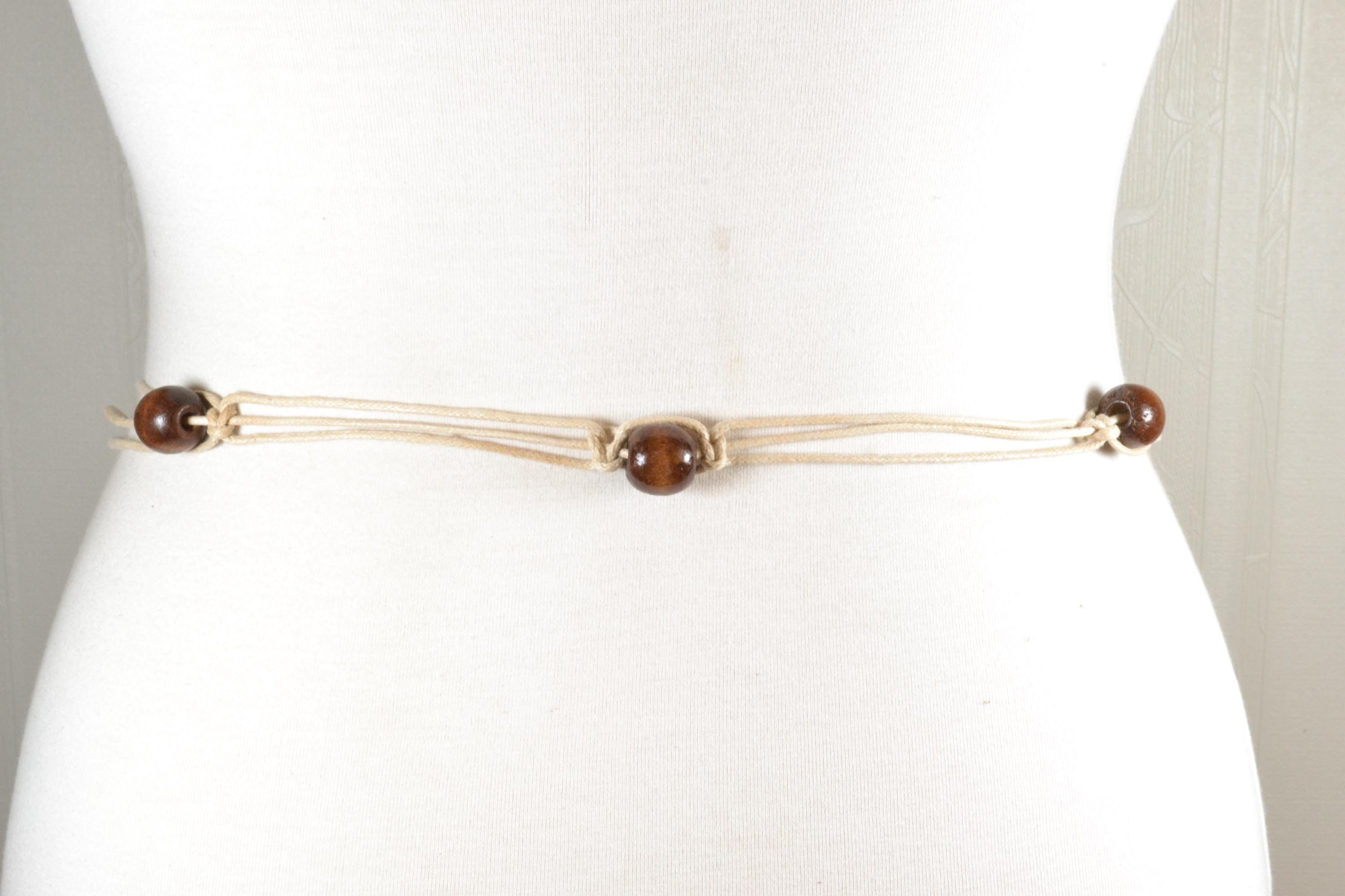 Ceinture Femme Perles Et Corde Blanche - Vintage, Macramé, Réglable, Fait Main En France