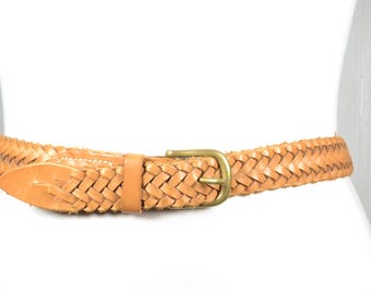 Abercrombie & Fitch Brown Braided Leather Belt Retro Vintage  display picture 3