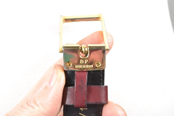 Vintage Yves Saint Laurent Burgundy Leather Belt, YSL Gold