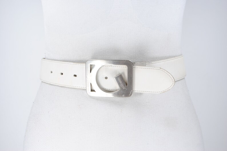 90s 33''37'' White Buckle Belt Metal Buckle | Etsy