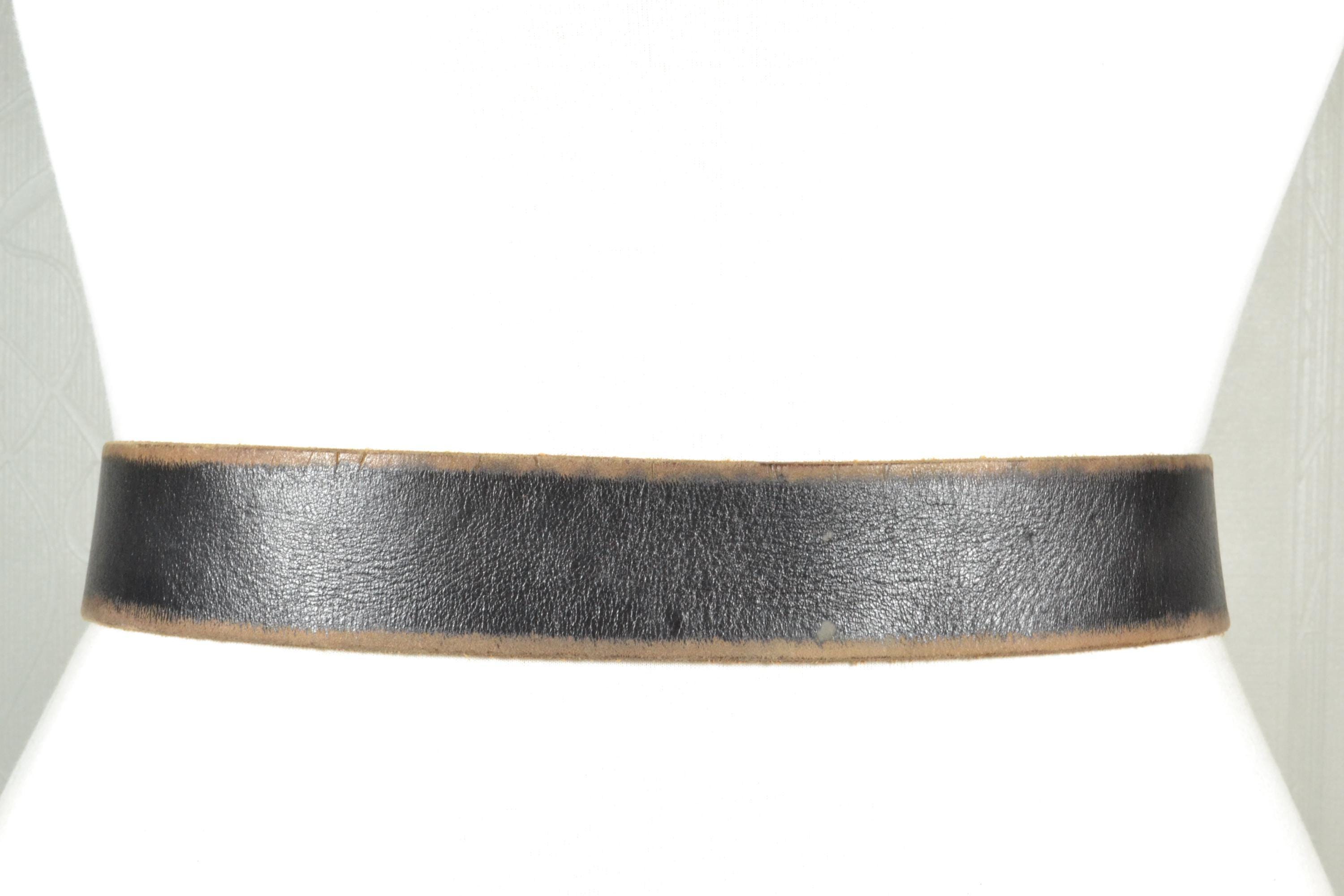 Vintage Martine Wester Black Leather Belt, Oval Navajo Style 