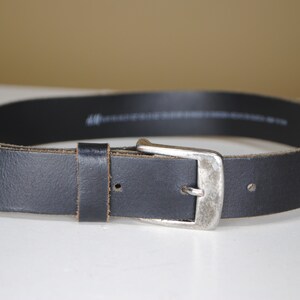 Plain Black Leather Belt with Silver Buckle, XS S Size, Country cowgirl belt, kids belt