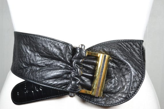 Black Gold Statement Waist Belt Streets Ahead Black Leather Gold Hardware Waist Belt  main image 4