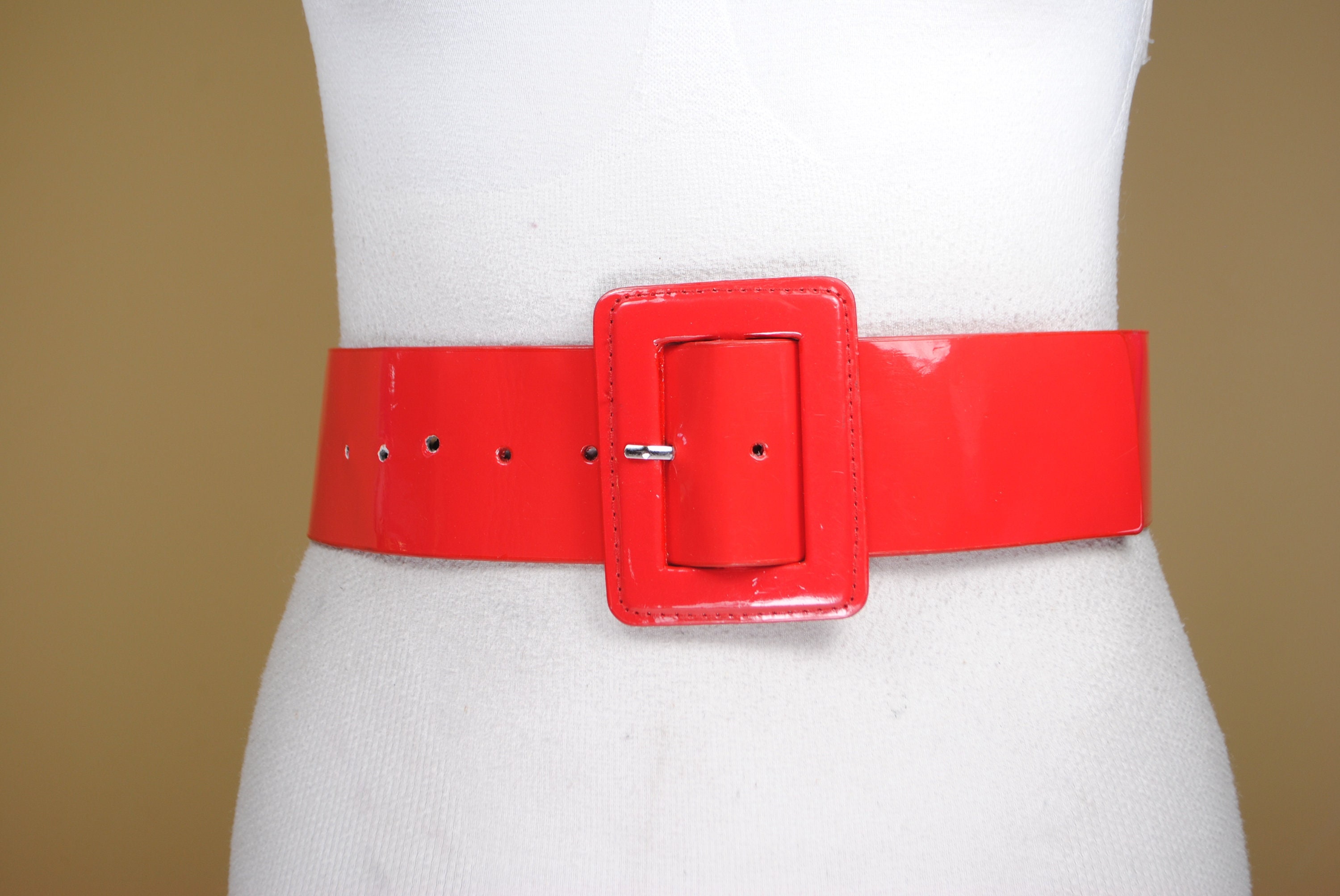 Red Wide Cinch Belt for Women With Rectangular Buckle Etsy Australia