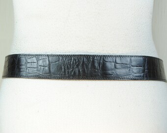 Michael kors Black Croc-Embossed Square Buckle Waist Belt Black Croc Embossed Wide Waist Belt: Square Buckle - Etsy main image 3
